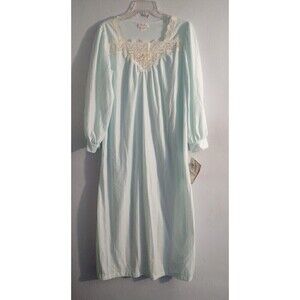 Barbizon S Vintage Kristy Nightgown NWT Aqua Cuddlesoft Lace Trim Micro Denier